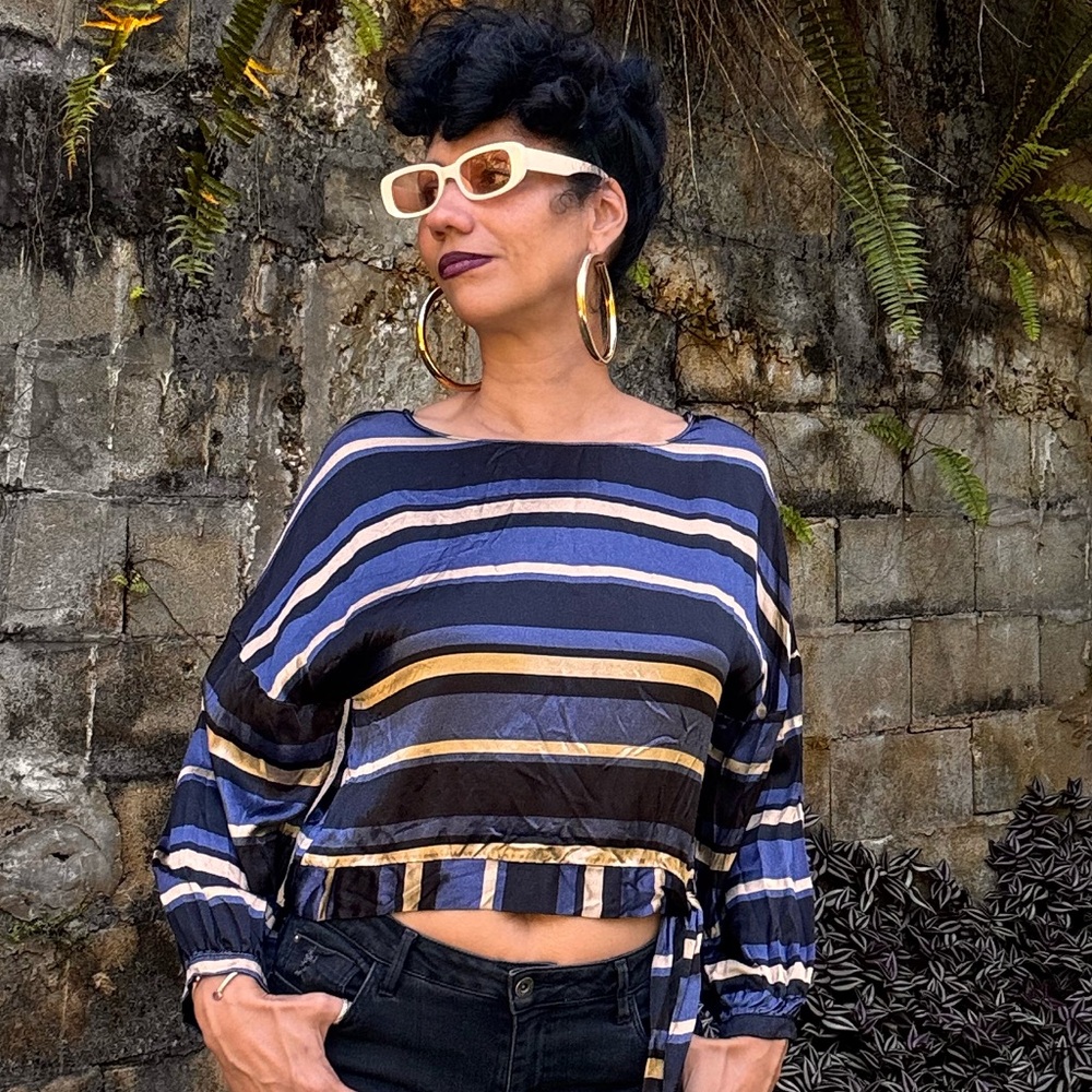 Vintage Zara Basic Collection Stripe Multicolor S… - image 5